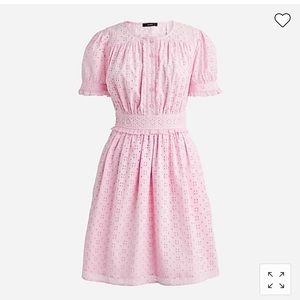 Button-front mini dress in eyelet in frosty lavender